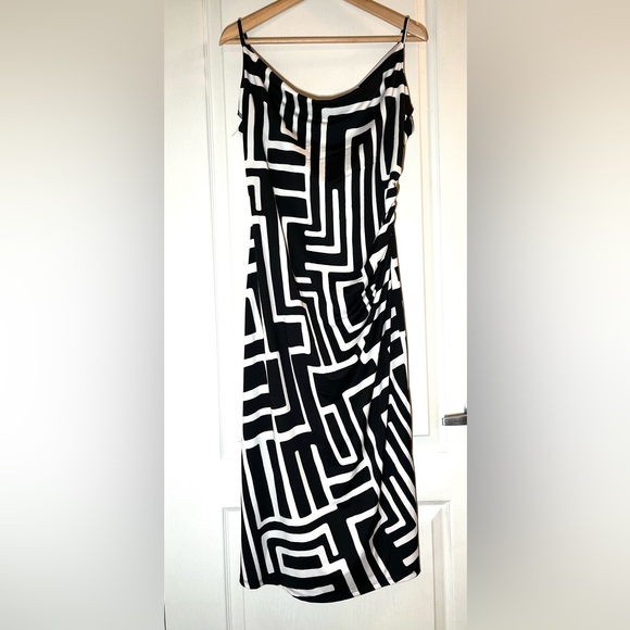 NWOT Jules & Leopold B&W Geo Print Cowl Neck Slip Midi Dress Date Night Party, M - Picture 4 of 14